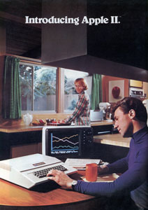 This 1977 American print advertisement introduced the Apple II, one of the first mass-market computers. Not all such presentations exhibited the traditional gender stereotyping shown here, but most relied on pre-existing visual clichés of domesticity to affirm the computer as reassuringly connected to everyday life.